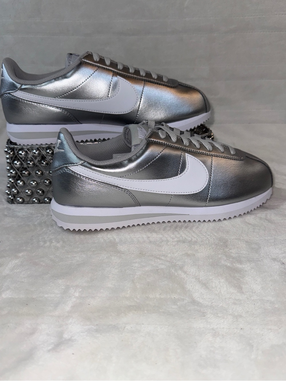 Nike Cortez Metallic Silver Grey Fog Sneakers Sz 9 Women 7.5 Men IR0042-001